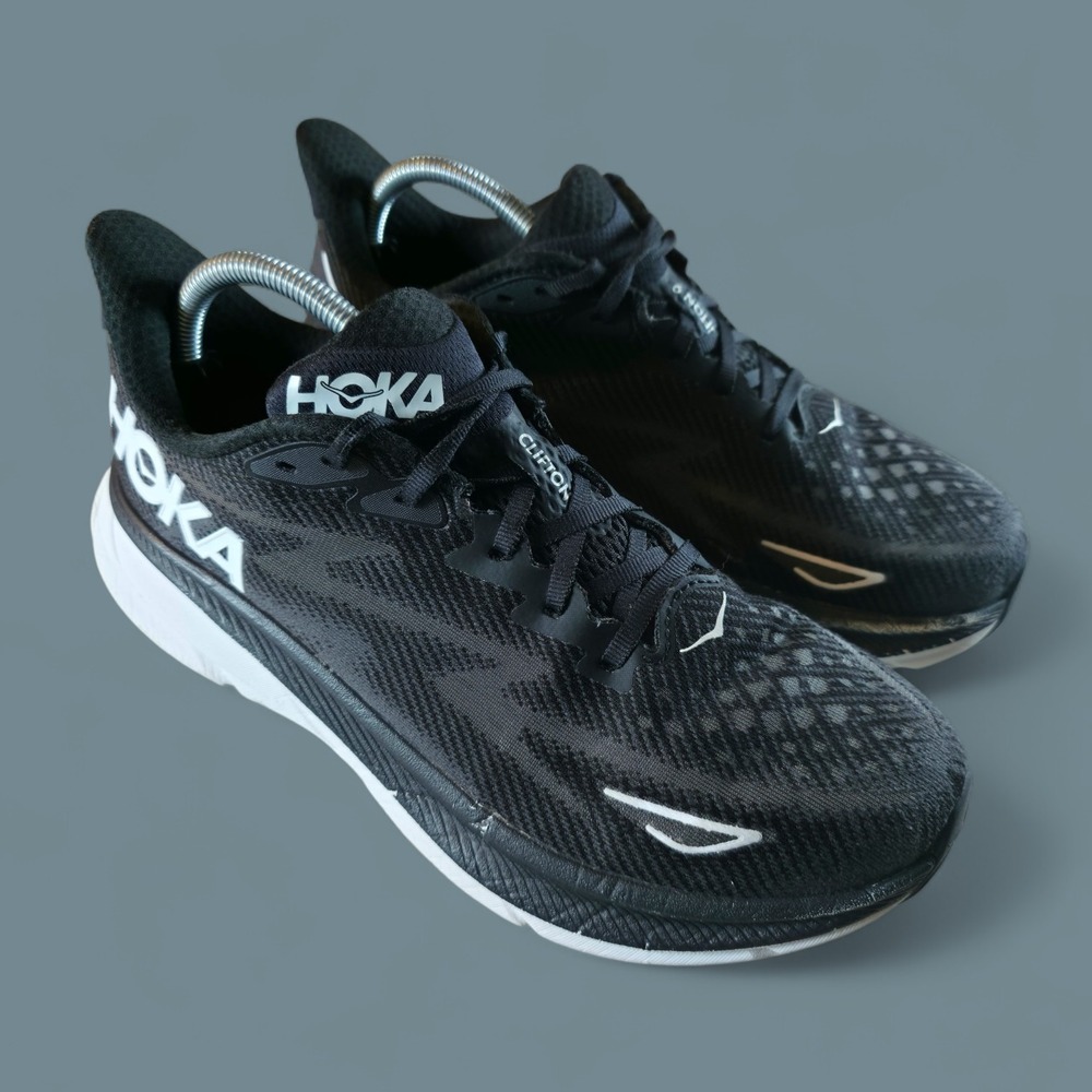 Hoka One One Clifton 9 1132211 BWHT Black Running Shoes Womens 10 D / Mens 8.5
